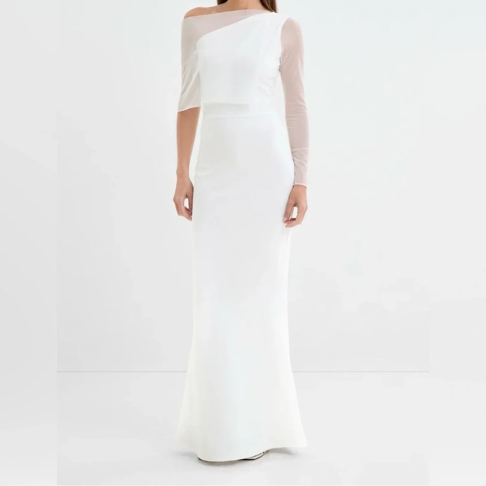 Elegant One Shoulder White Dress - Picture 2 of 16
